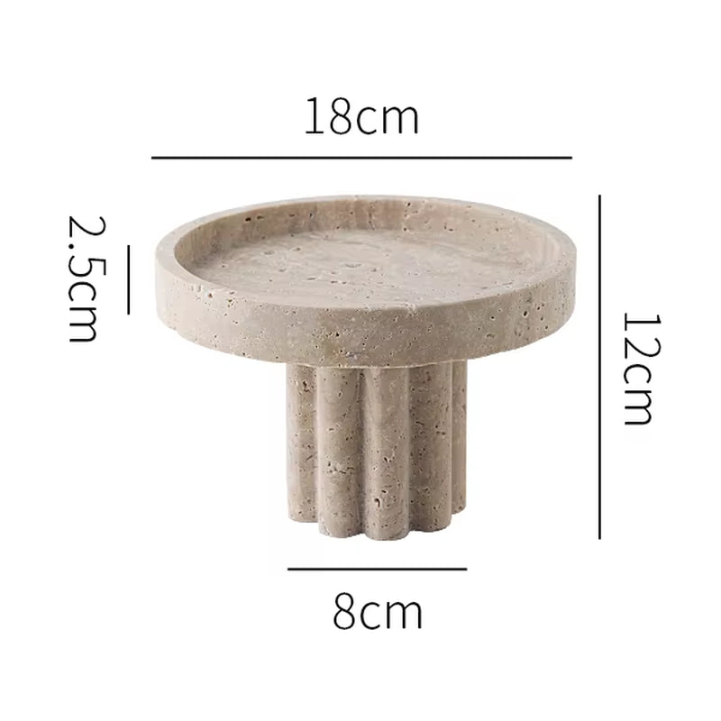 Luxury Marble Serving Tray with Legs, Decorative Travertine Dish for Coffee Table Decor, Stone Vanity Tray for Perfume Candles